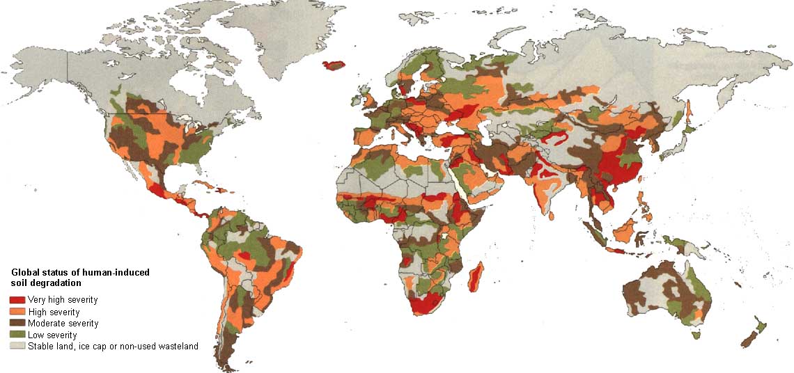 Worldwide soil degradation map
